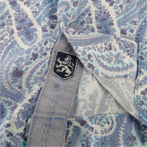 Nat Nast Shirt Men’s White/Blue Paisley Short Sleeve Button Up Rayon Size M - Picture 6 of 6